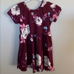 Girls (Toddler) Flowered Short Sleeve Top